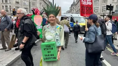 Numerous Demonstrators Assemble in Heart of London to Denounce Donald Trump's Official UK Trip